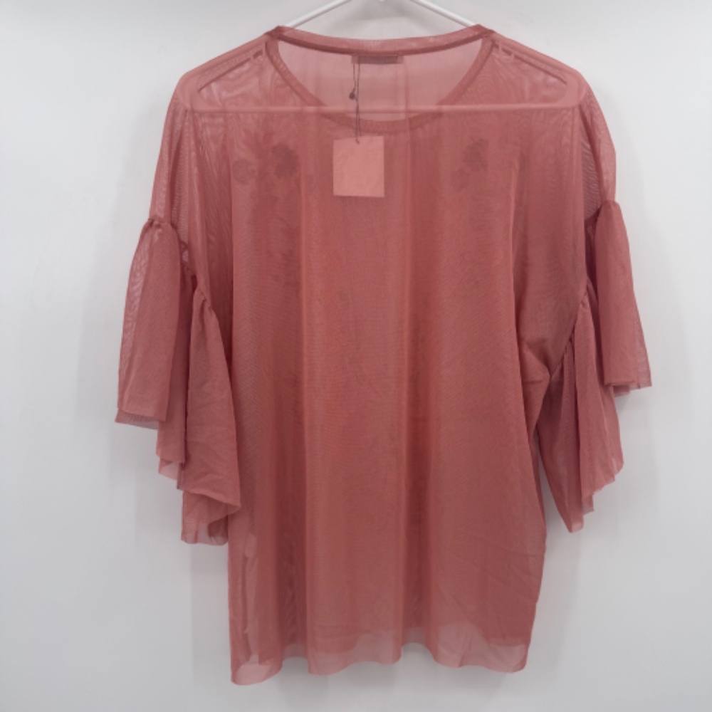 Zara Top Women Medium NEW Mesh Sheer Floral Fairy Whimsy Cottage Coquette Boho - Picture 5 of 11